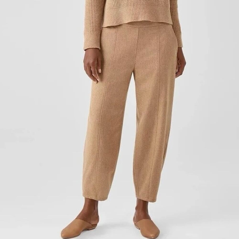 Eileen Fisher Wool Lantern Ankle Work Pant Womens XL Elastic Waist Barrel